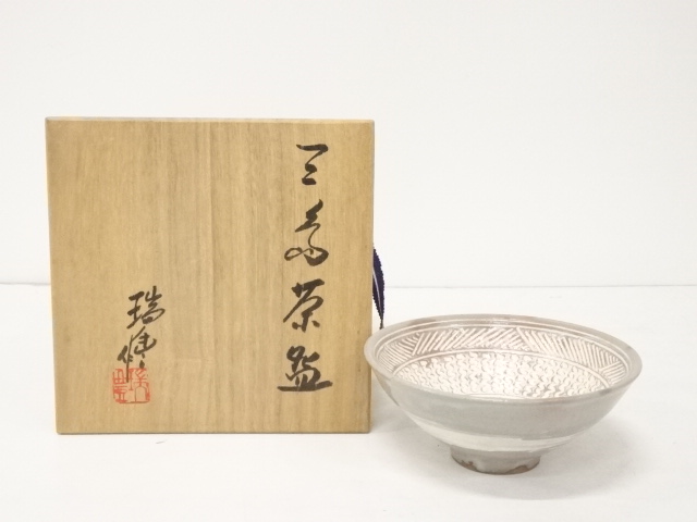 JAPANESE TEA CEREMONY / MISHIMA CHAWAN(TEA BOWL) / KYO WARE / ARTISAN WORK